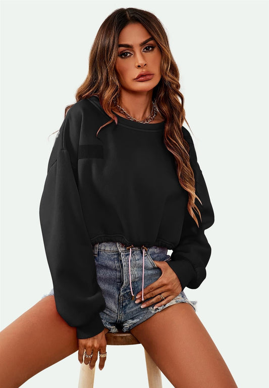 Perfectly Oversized Cropped Sweatshirt In Black - AXON