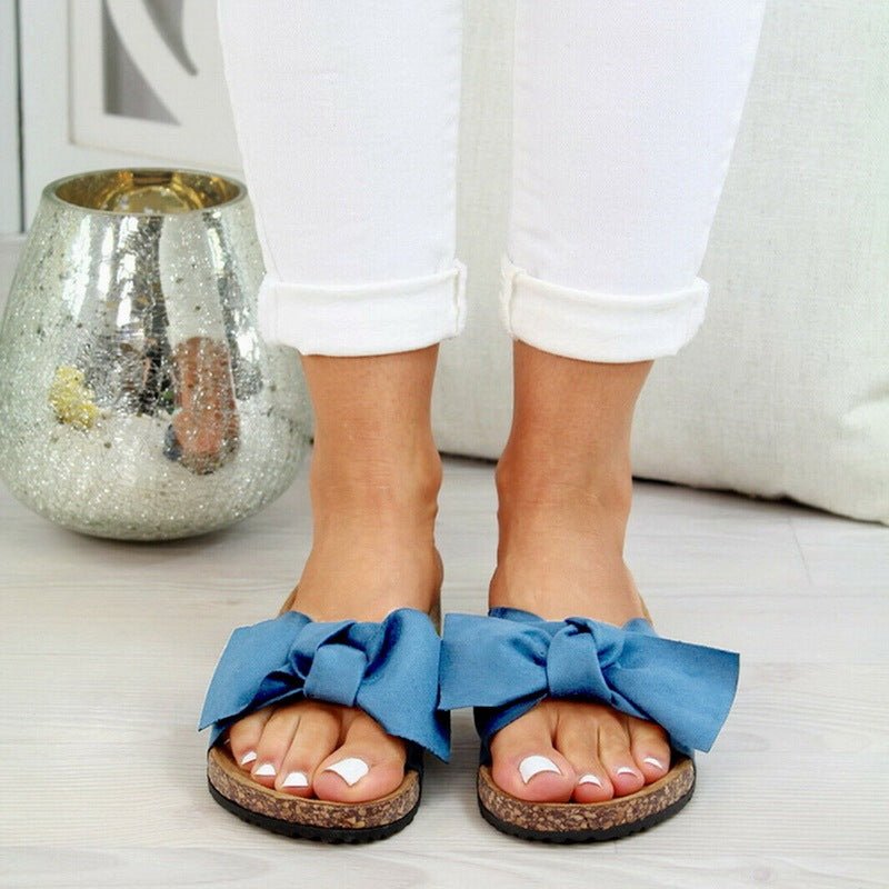 Plus Size Bow Slippers New Platform Beach Shoes Women - AXON