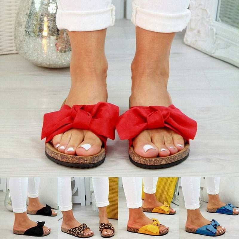 Plus Size Bow Slippers New Platform Beach Shoes Women - AXON