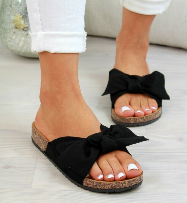 Plus Size Bow Slippers New Platform Beach Shoes Women - AXON