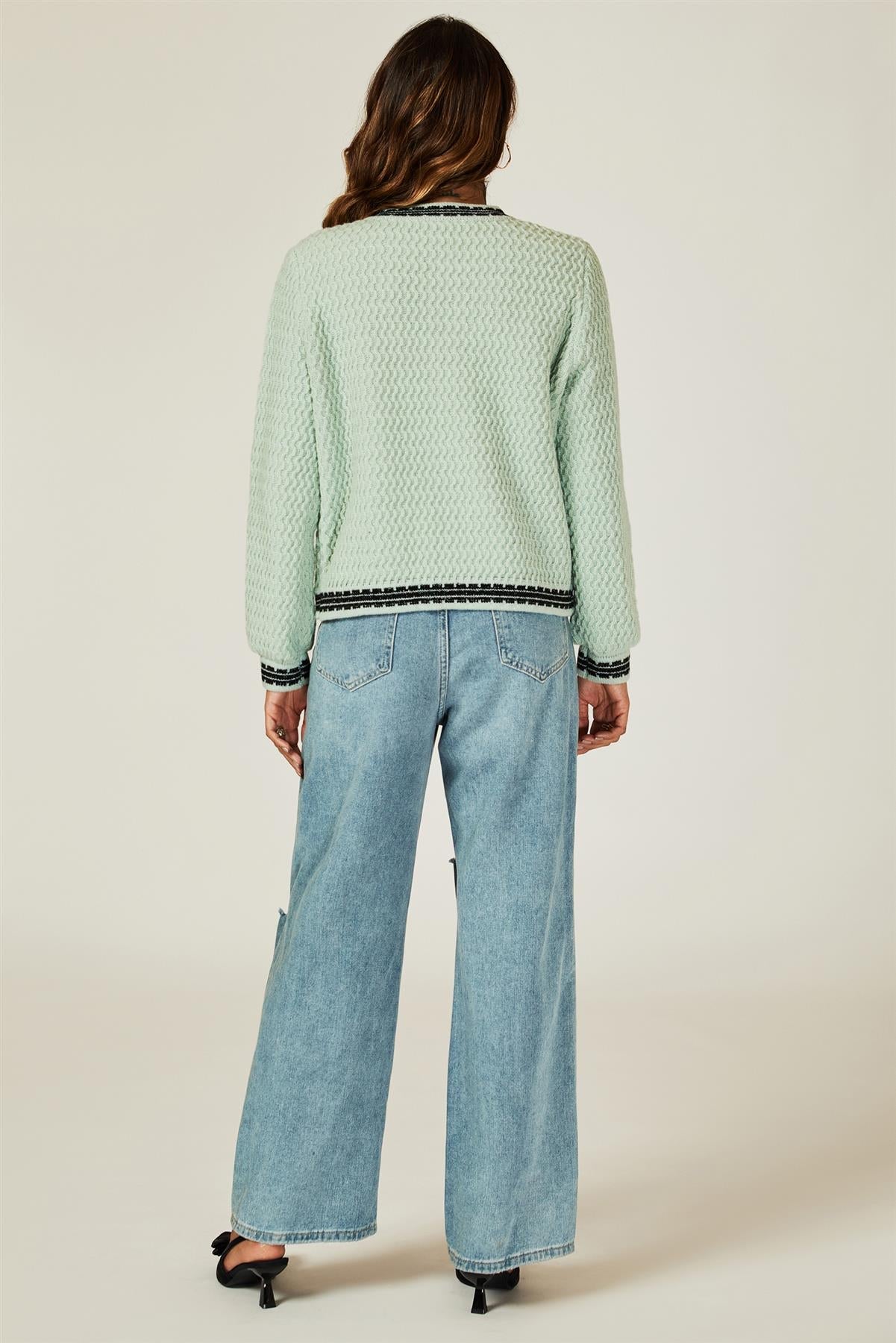 Pocket Knit Cardigan In Grey Green - AXON