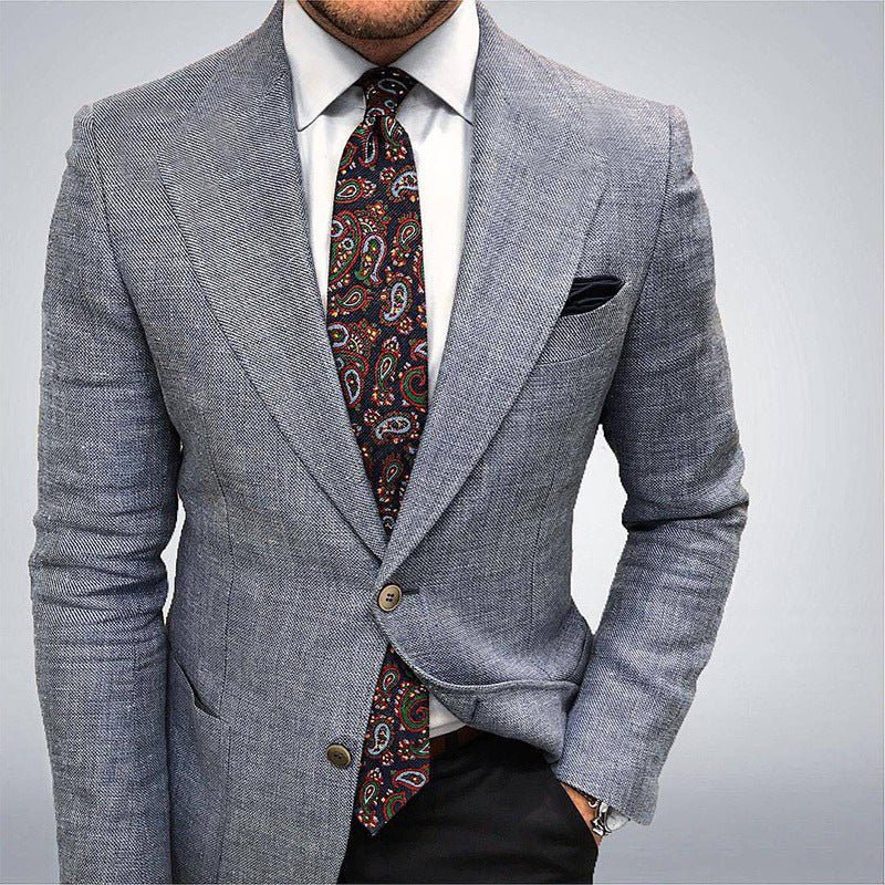 Printed Double Buckle Men's Plus Size Suit Coat - AXON