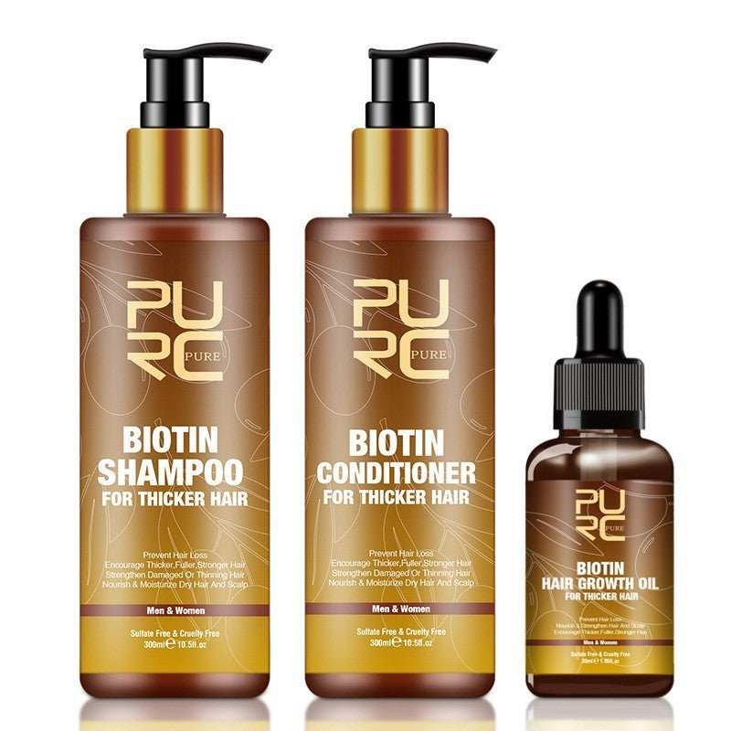 PURC Hair Care Ginger Biotin Three - piece Shampoo Conditioner Repair Dry And Frizz Essential Oil - AXON