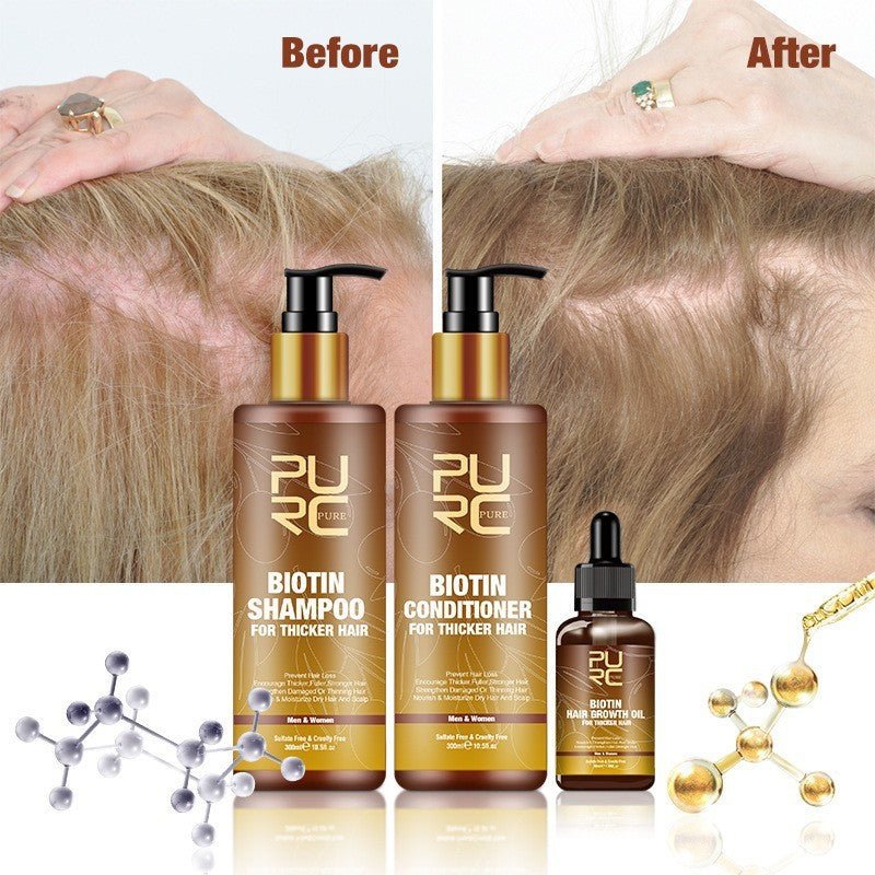 PURC Hair Care Ginger Biotin Three - piece Shampoo Conditioner Repair Dry And Frizz Essential Oil - AXON
