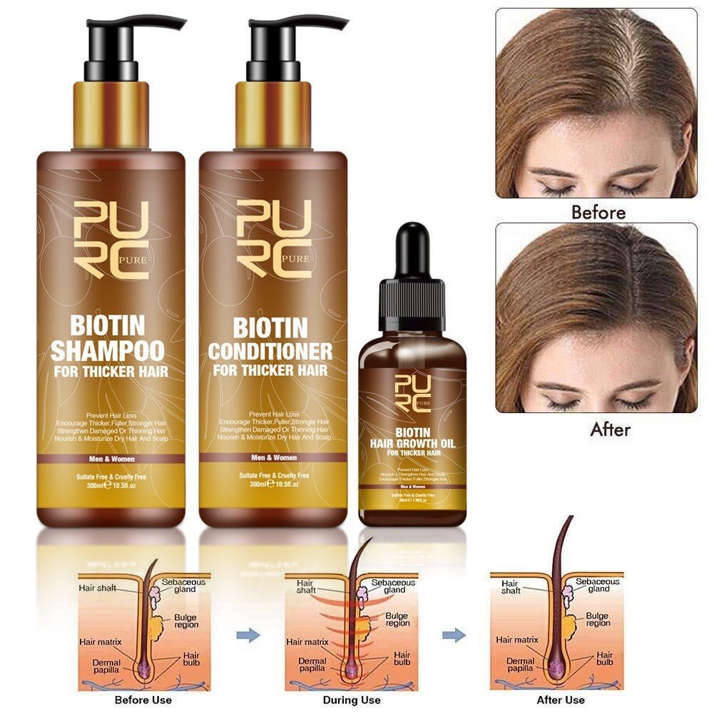 PURC Hair Care Ginger Biotin Three - piece Shampoo Conditioner Repair Dry And Frizz Essential Oil - AXON