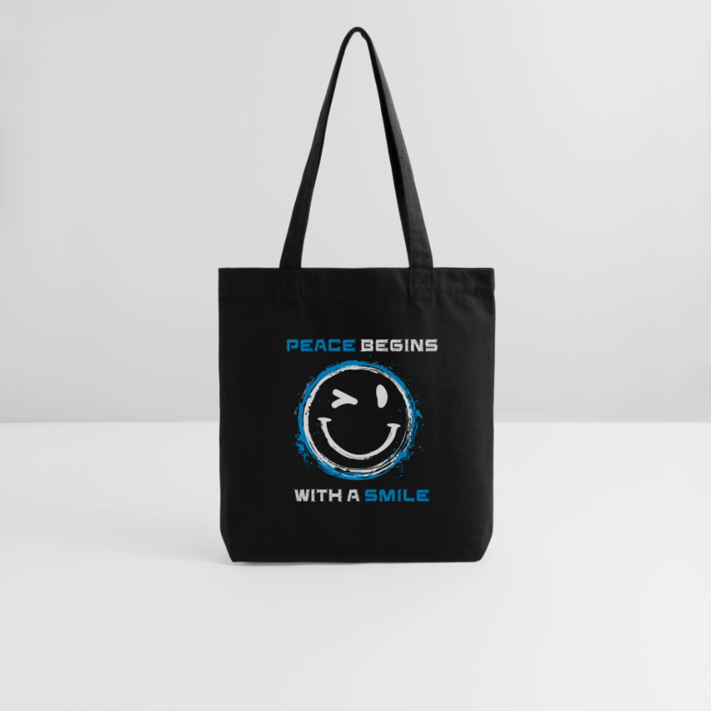 Recycelter Heavyweight Stoffbeutel - Peace begins with a smile