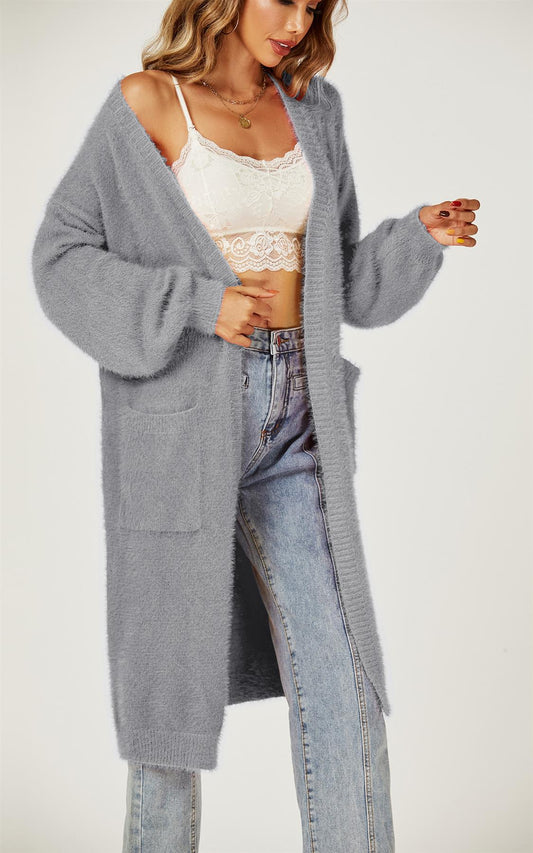 Relaxed Cozy Soft Cardigan In Grey - AXON