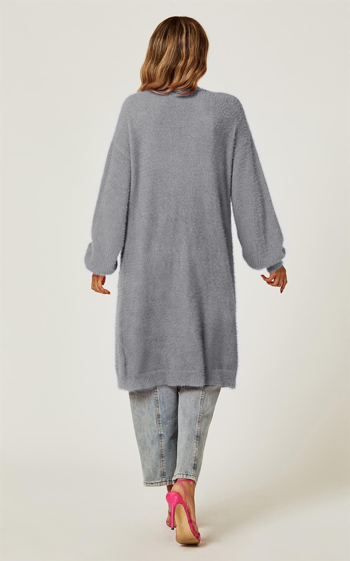 Relaxed Cozy Soft Cardigan In Grey - AXON