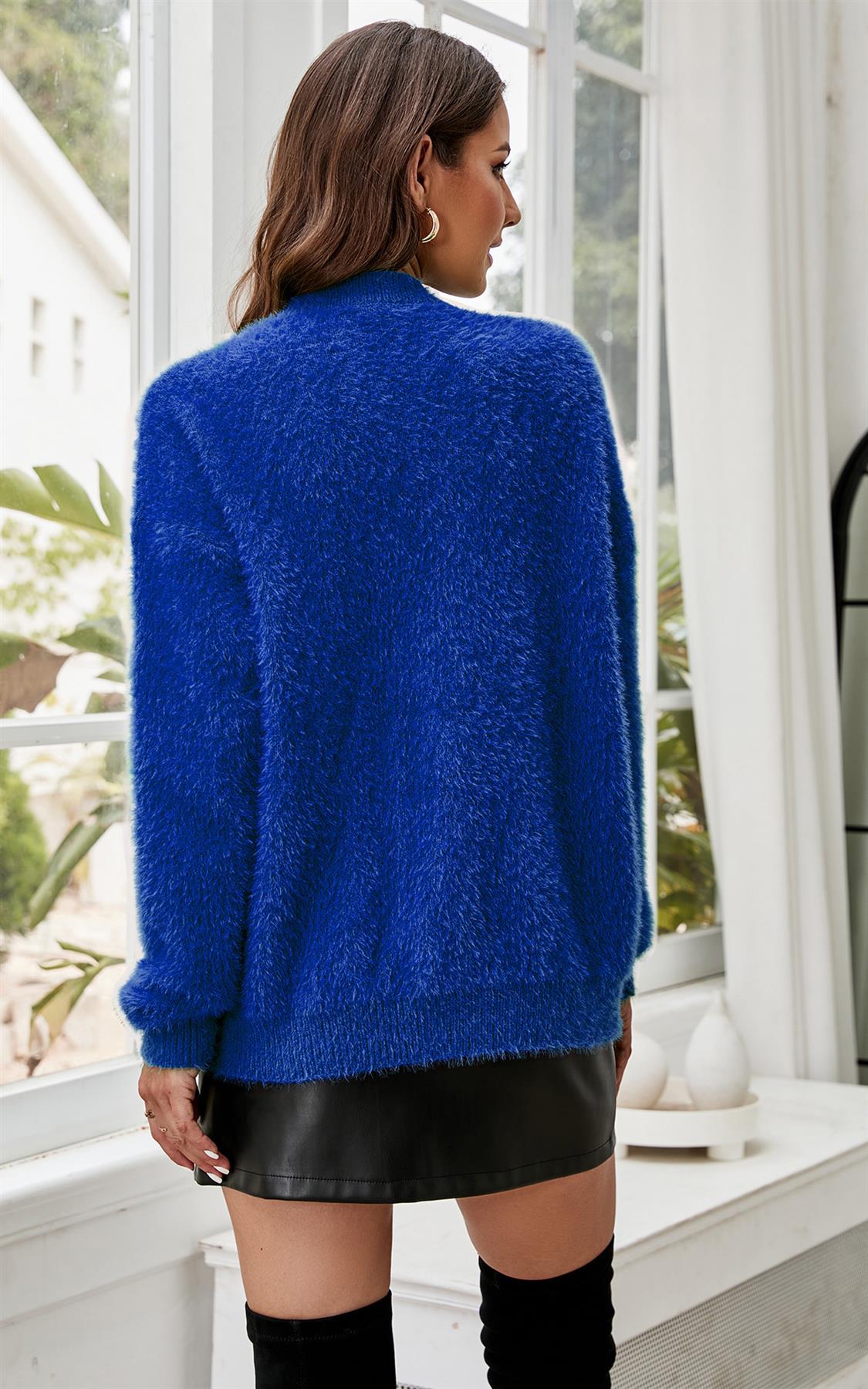 Relaxed Soft Comfy Jumper Top In Royal Blue - AXON