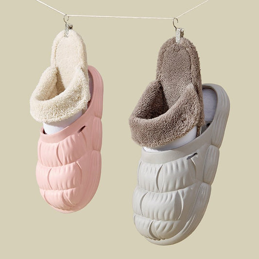 Removable Fluffy Shoes Warm Fuzzy Slippers Waterproof Non - Slip Indoor House Shoes For Women Men - AXON