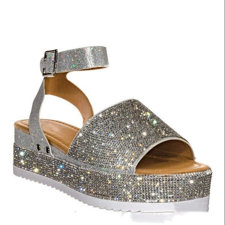 Rhinestone Sandals Summer Fashion Platform Shoes For Women - AXON