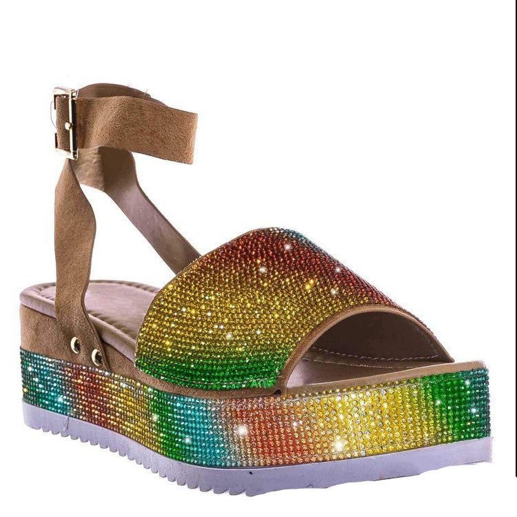Rhinestone Sandals Summer Fashion Platform Shoes For Women - AXON