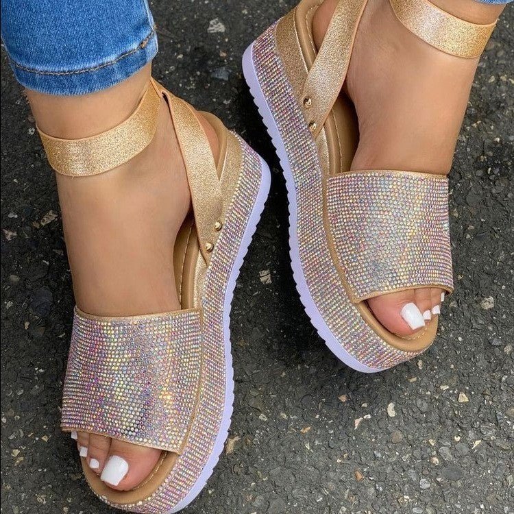 Rhinestone Sandals Summer Fashion Platform Shoes For Women - AXON