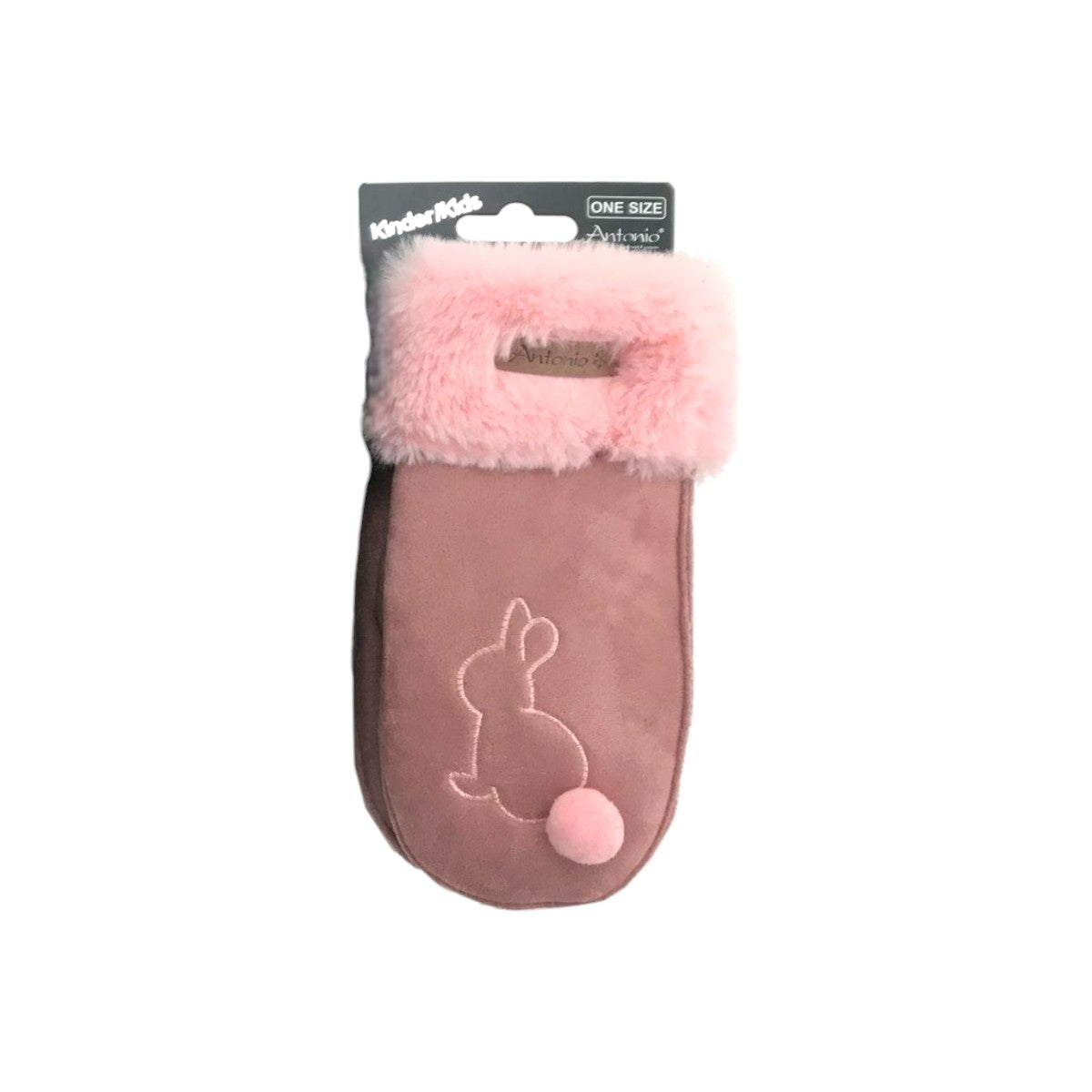 Winter Kinder Suede Fäustlinge » Handschuhe Hase mit Teddy » Günstige Kinderhandschuhe weich gefüttert » Kunstfell am Handgelenk
