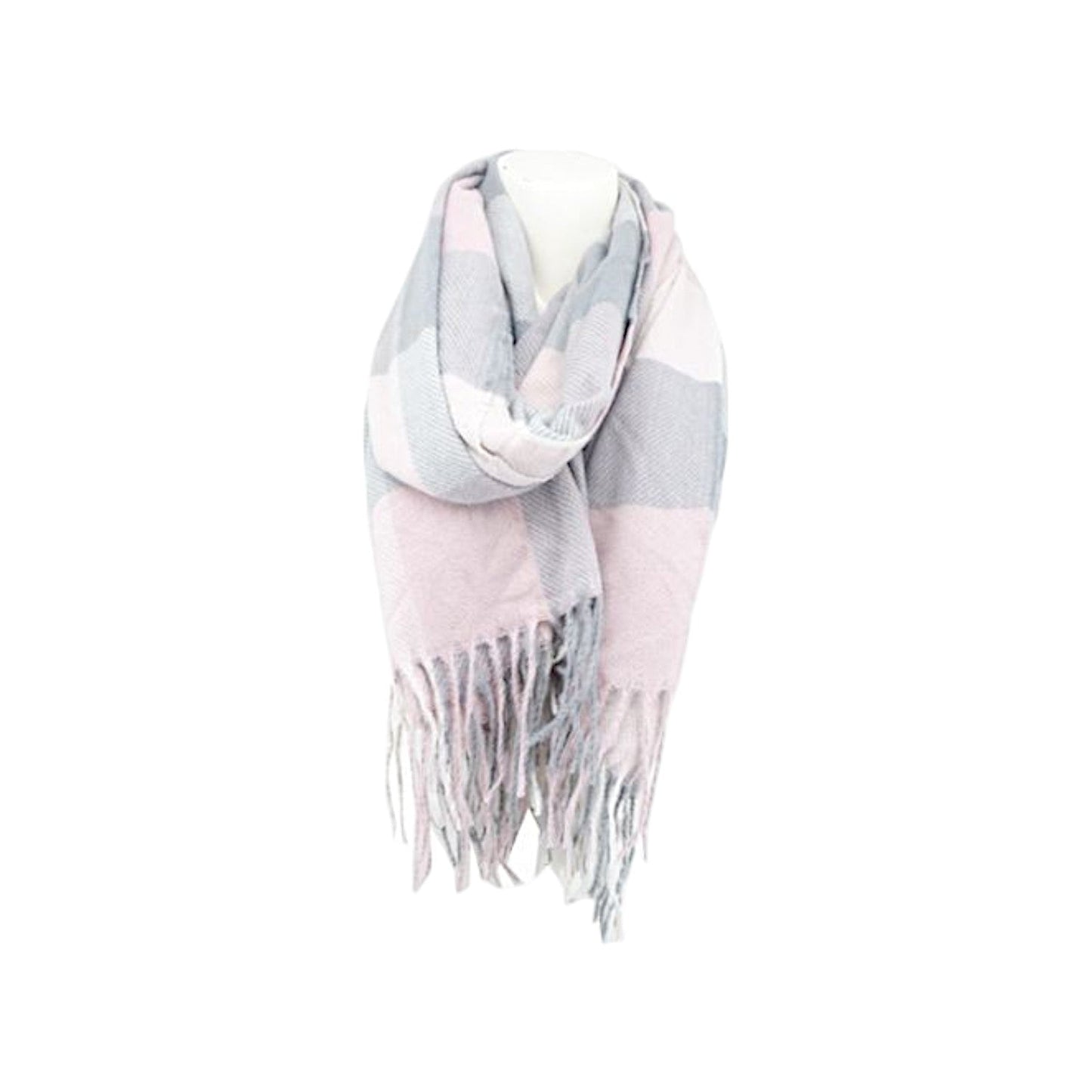 Winter Damen Schal » Cashmera Soft » Winterschal Karo Muster » Damenschal » Fransenschal 180 x 65 cm