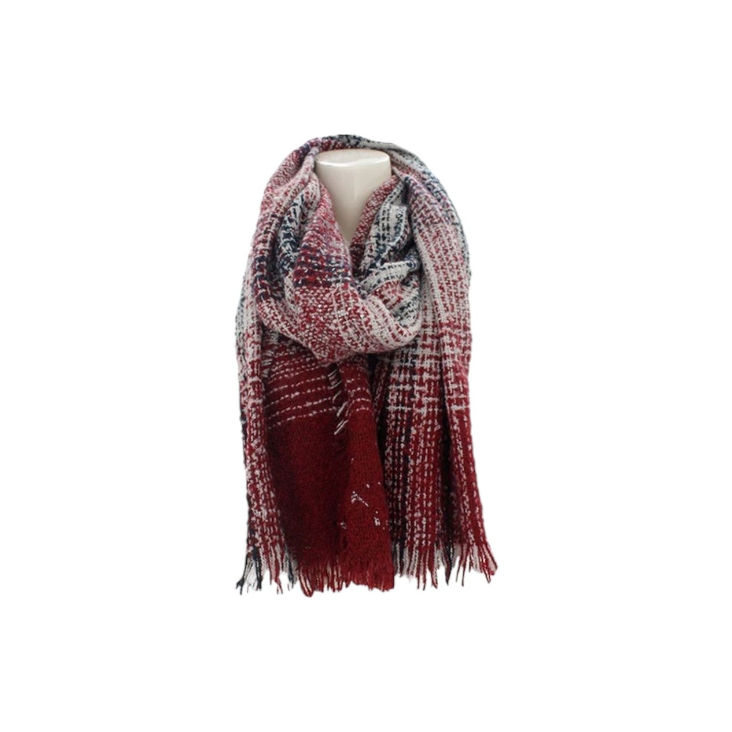 Winter Damen Schal » Strickschal » Damenschal mit Highlights » schimmerndes Muster » Fransenschal 188 x 68 cm