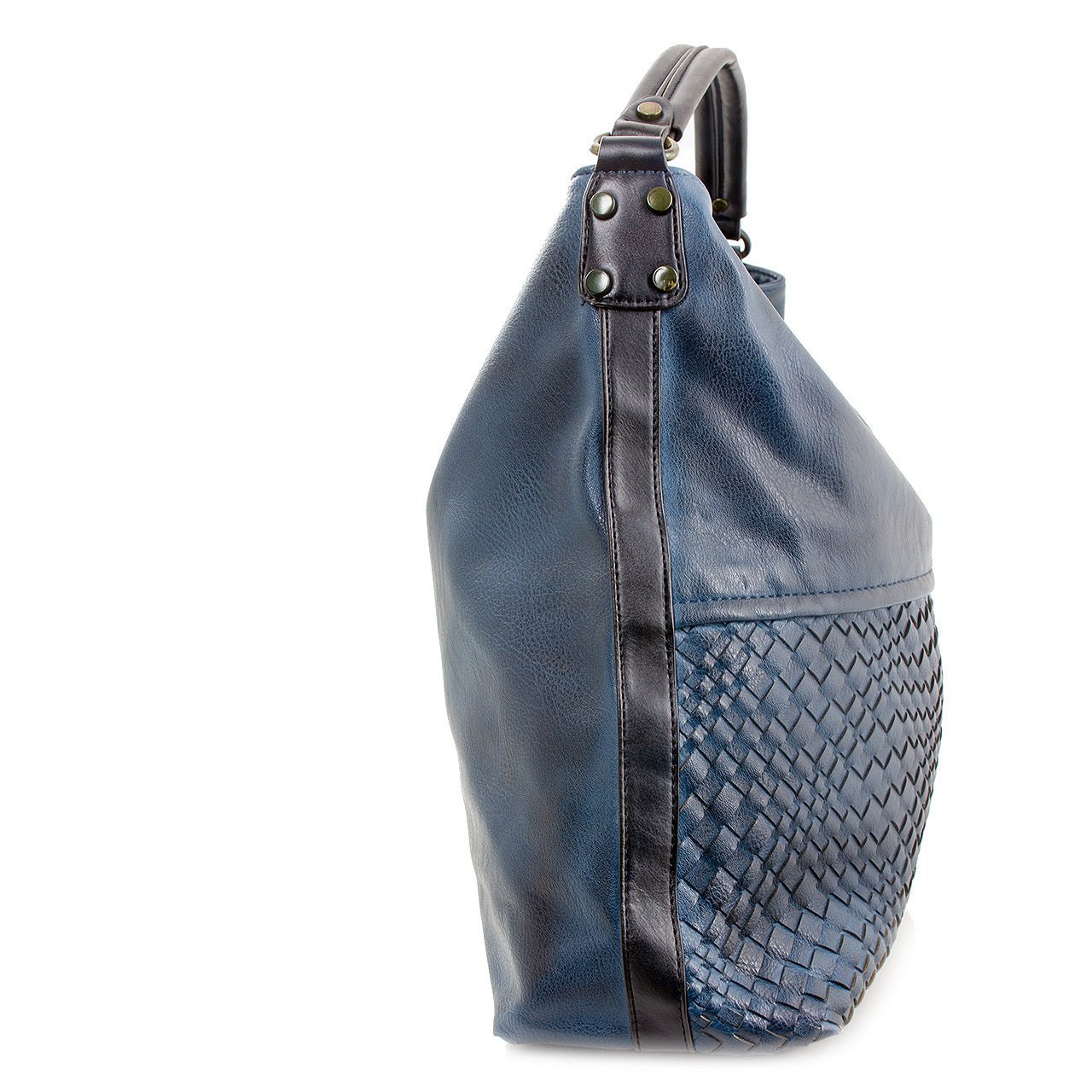 Schultertasche Beutel mit Flechtoptik Blau - AXON