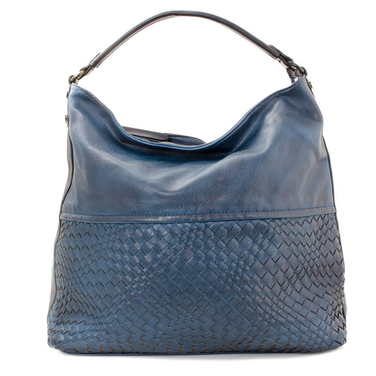 Schultertasche Beutel mit Flechtoptik Blau - AXON