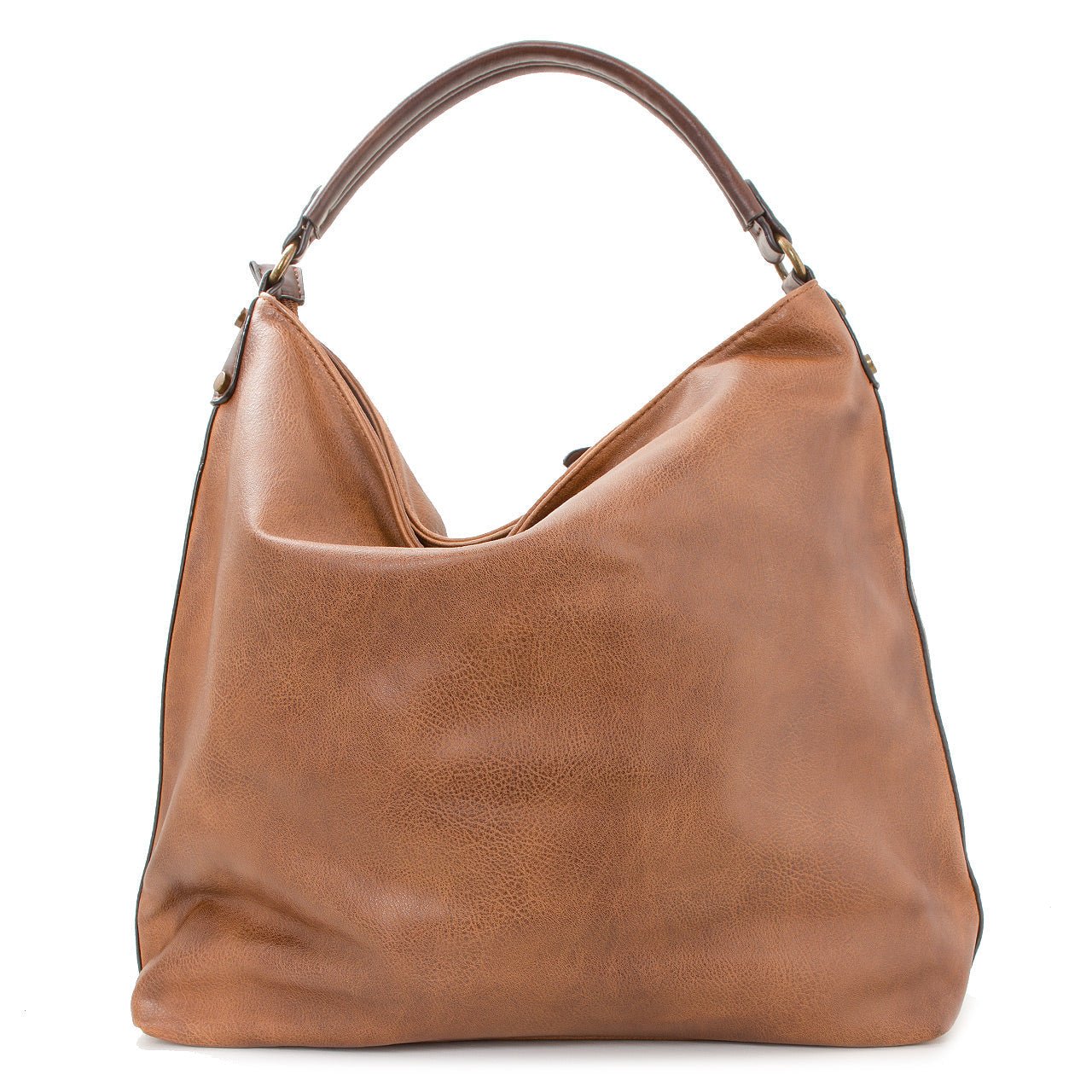 Schultertasche Beutel mit Flechtoptik Cognac Braun - AXON