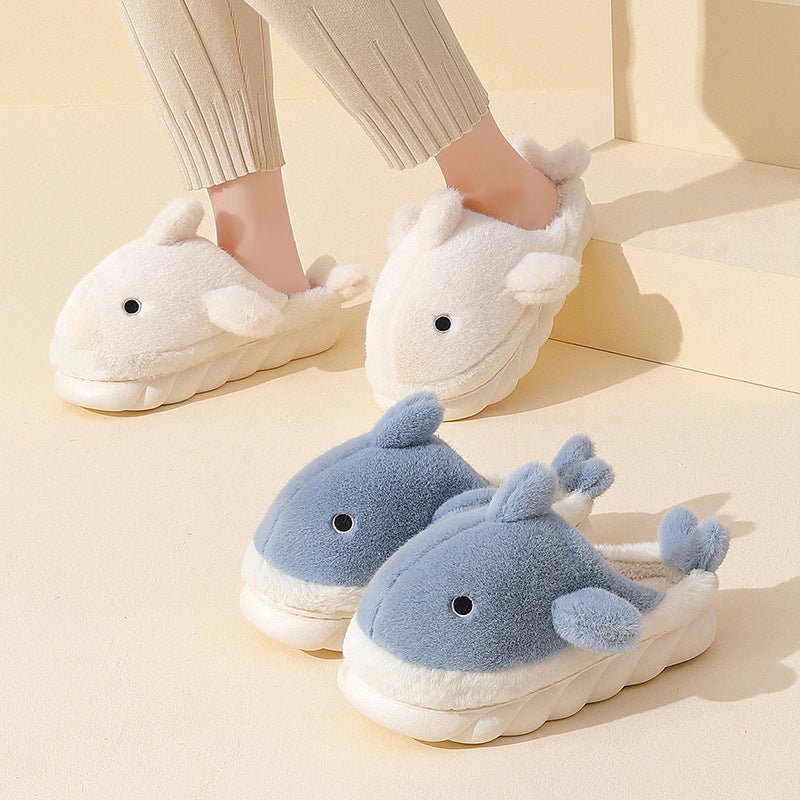 Shark Slippers Soft Sole Furry Shoes Home Bedroom Slippers Women - AXON