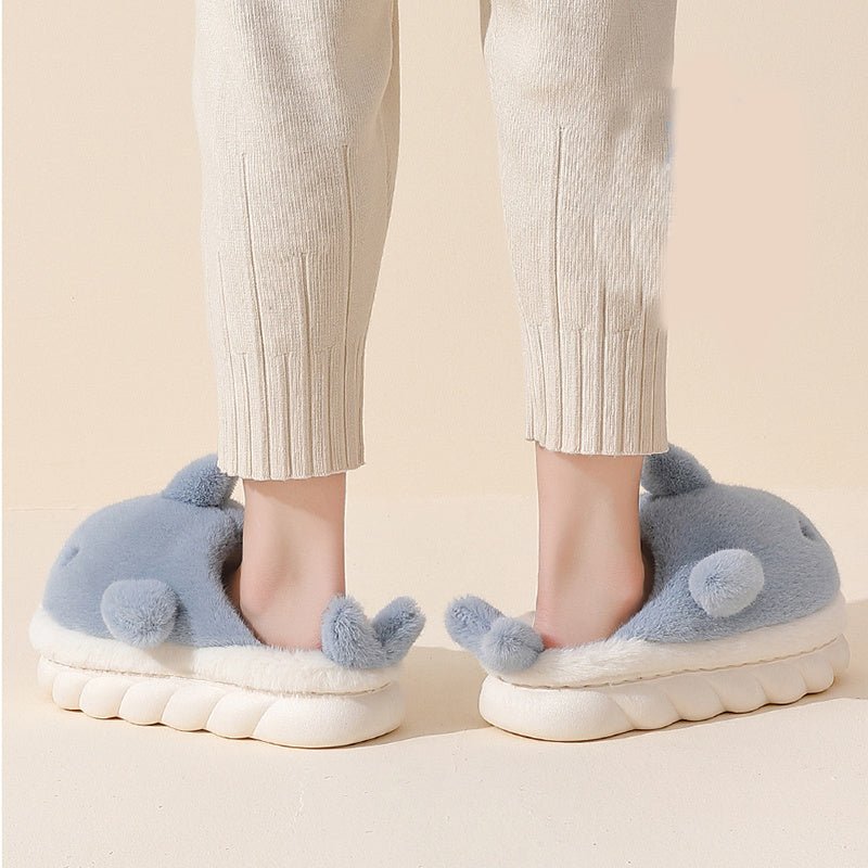 Shark Slippers Soft Sole Furry Shoes Home Bedroom Slippers Women - AXON