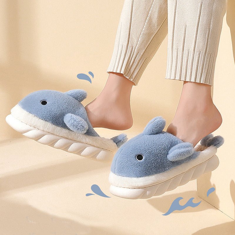 Shark Slippers Soft Sole Furry Shoes Home Bedroom Slippers Women - AXON