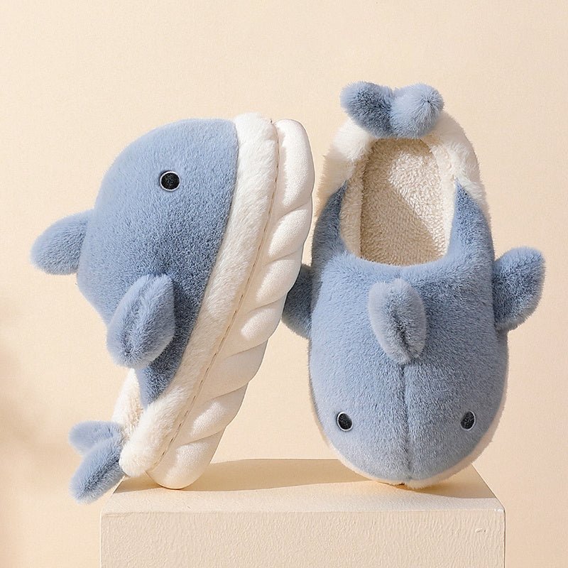 Shark Slippers Soft Sole Furry Shoes Home Bedroom Slippers Women - AXON
