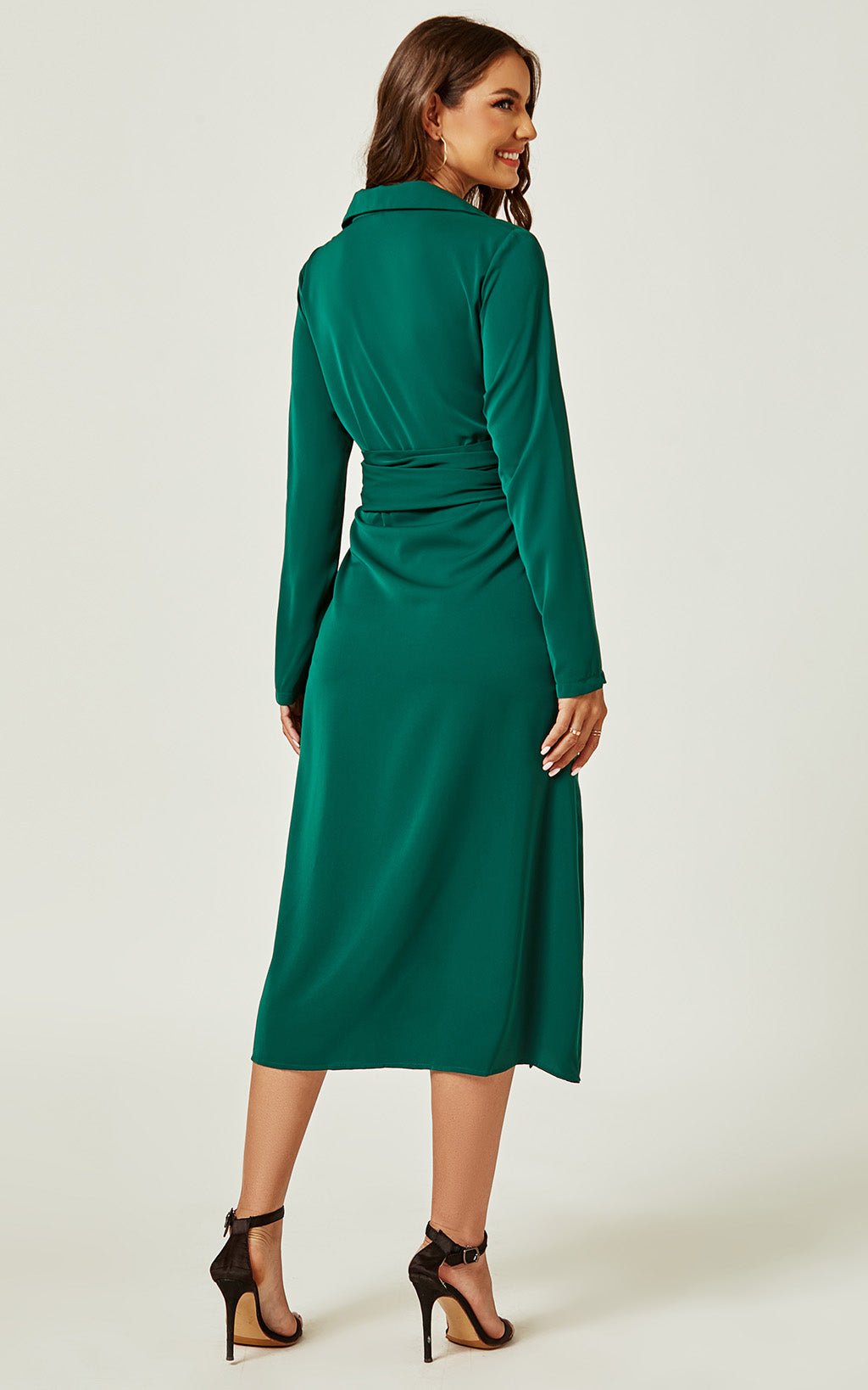 Shirt Midi Wrap Dress In Green - AXON