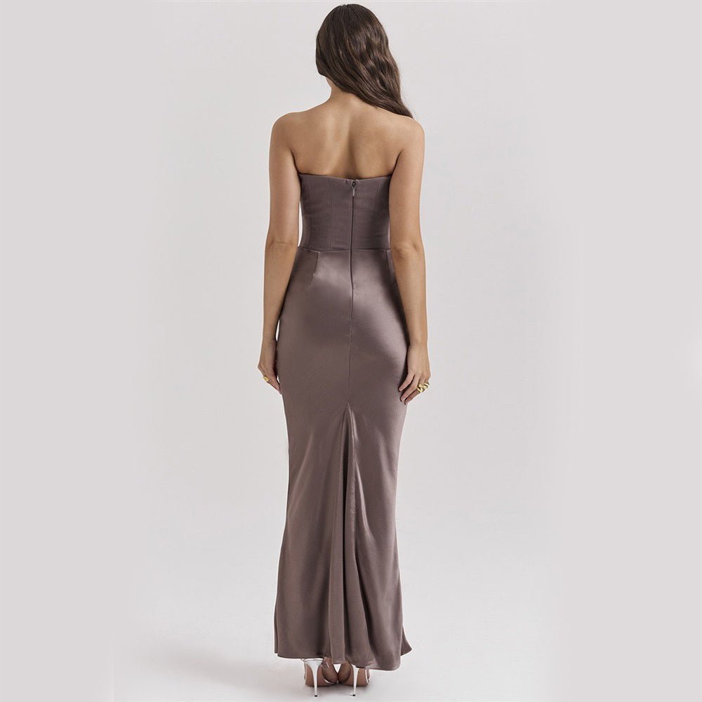 Slim Tube Top Long Dress Sexy Fashion Bandeau Backless Party Evening Dresses For Women Clothing - AXON