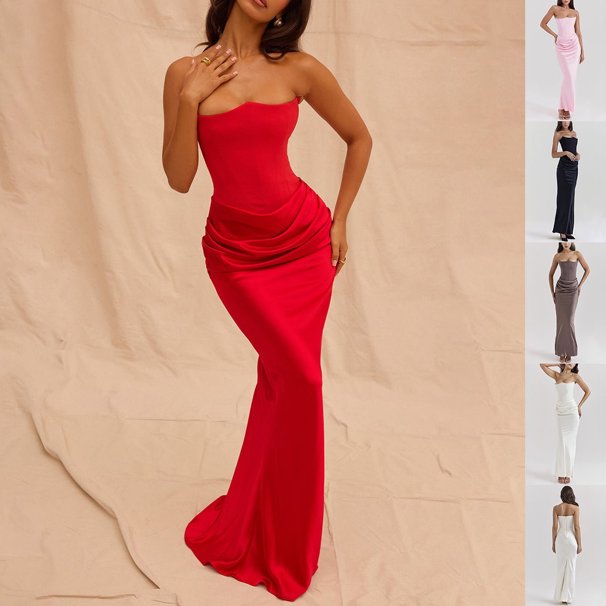 Slim Tube Top Long Dress Sexy Fashion Bandeau Backless Party Evening Dresses For Women Clothing - AXON