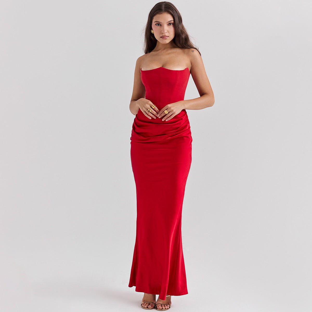 Slim Tube Top Long Dress Sexy Fashion Bandeau Backless Party Evening Dresses For Women Clothing - AXON