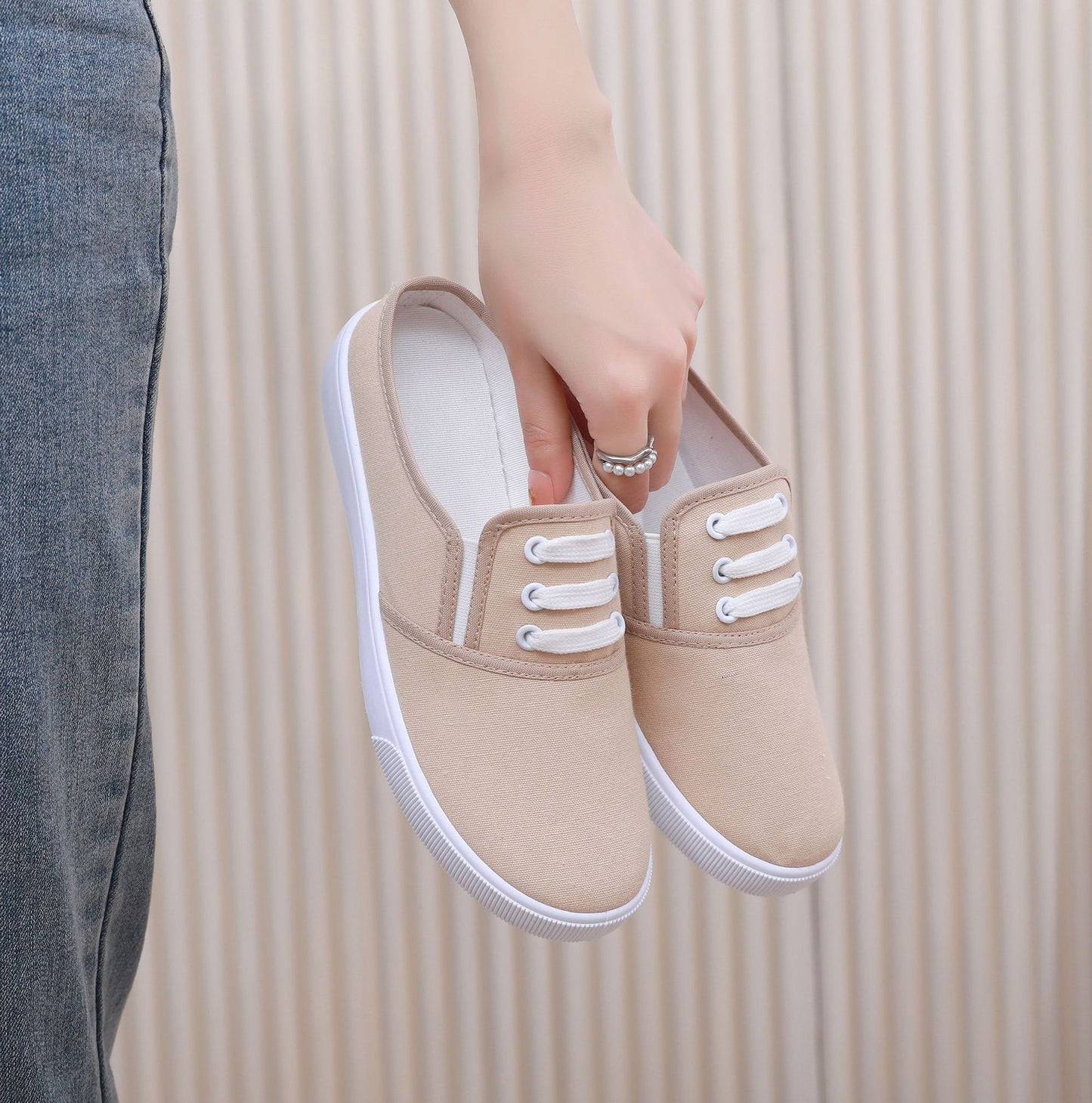 Slip - on Canvas Shoes Flat Women - AXON