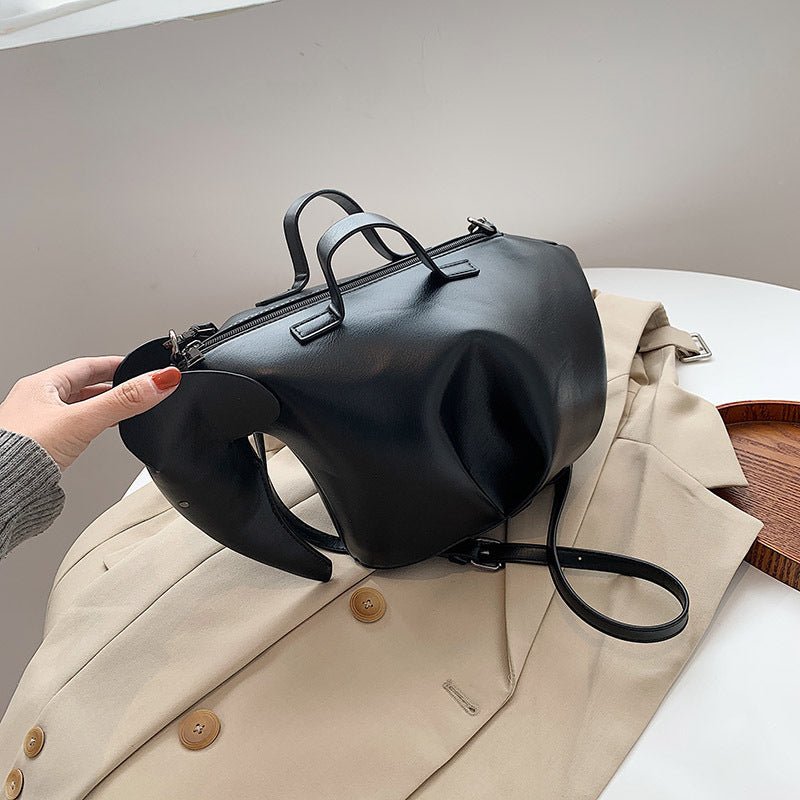 Solid Color Oil Leather PU Shoulder Messenger Bag - AXON