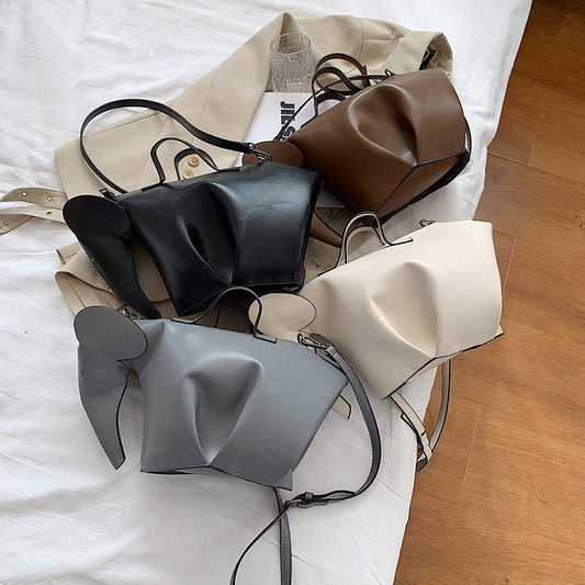 Solid Color Oil Leather PU Shoulder Messenger Bag - AXON