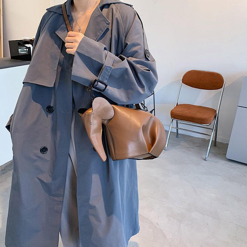 Solid Color Oil Leather PU Shoulder Messenger Bag - AXON