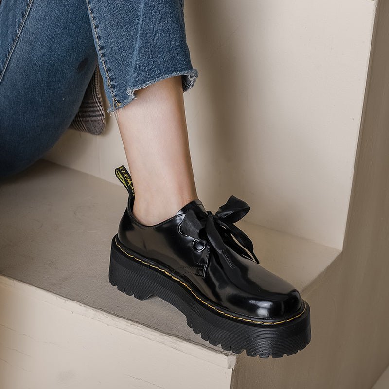 Thick Soled Small Leather Shoes For Women - AXON