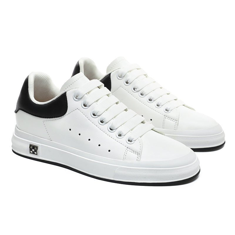 Trendy Men White Leather Soft Bottom Casual Shoes - AXON