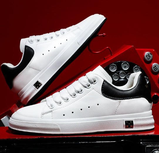 Trendy Men White Leather Soft Bottom Casual Shoes - AXON
