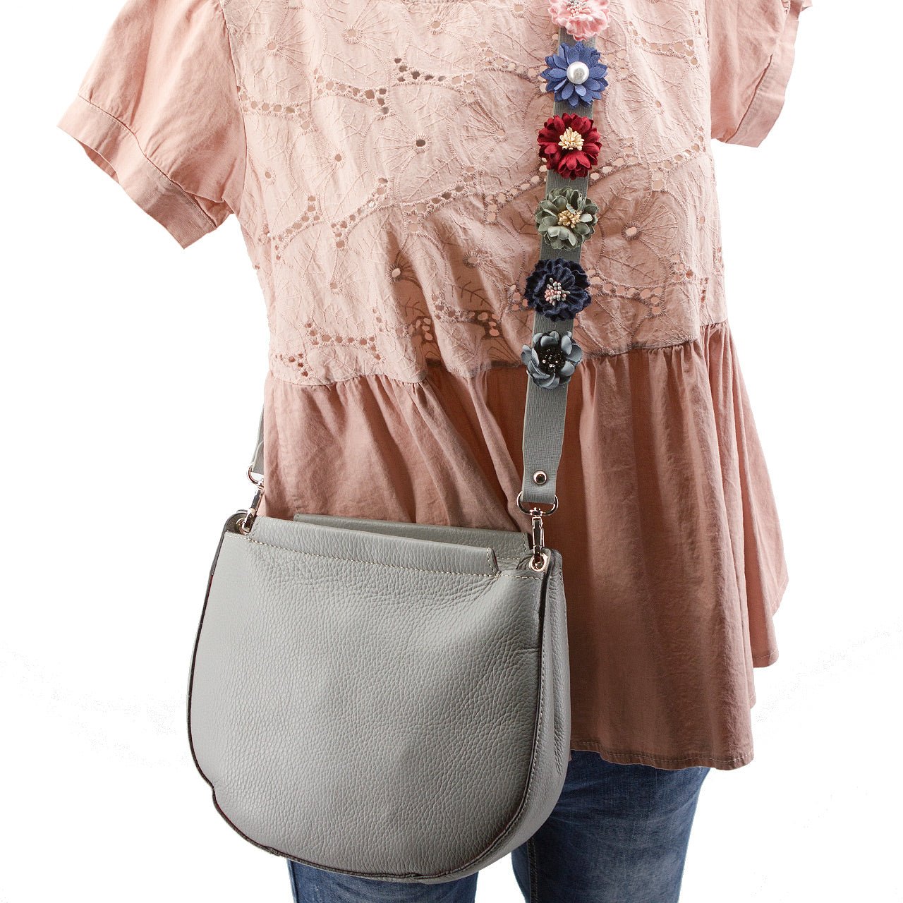 Umhängetasche in D Form mit Quaste Grau - AXON