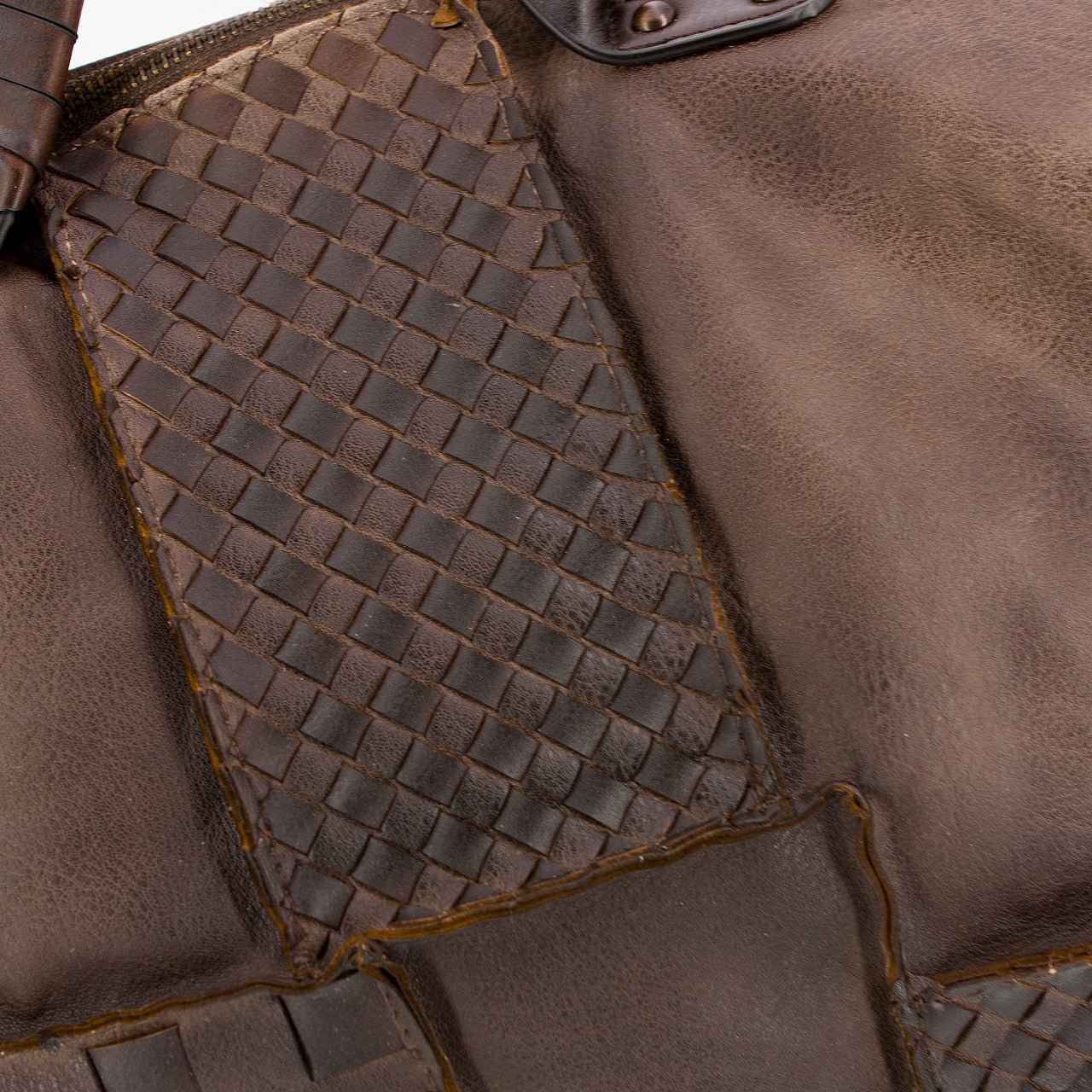 Vintage Bag Tasche Flechteinsatz Braun - AXON