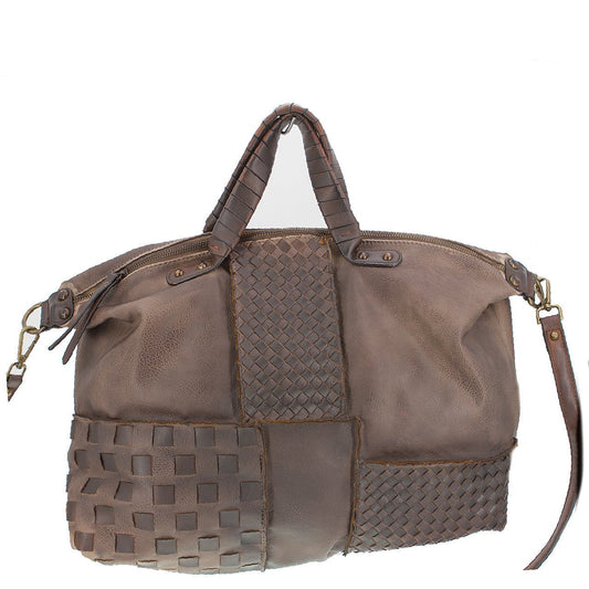 Vintage Bag Tasche Flechteinsatz Braun - AXON