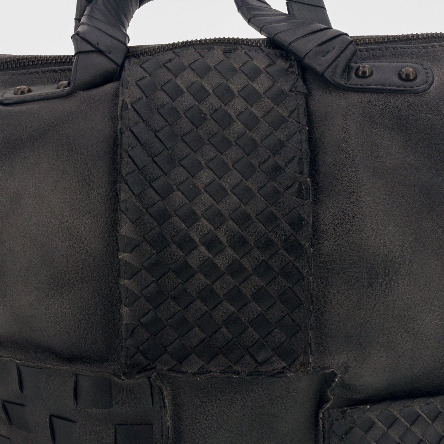 Vintage Bag Tasche Flechteinsatz Schwarz - AXON