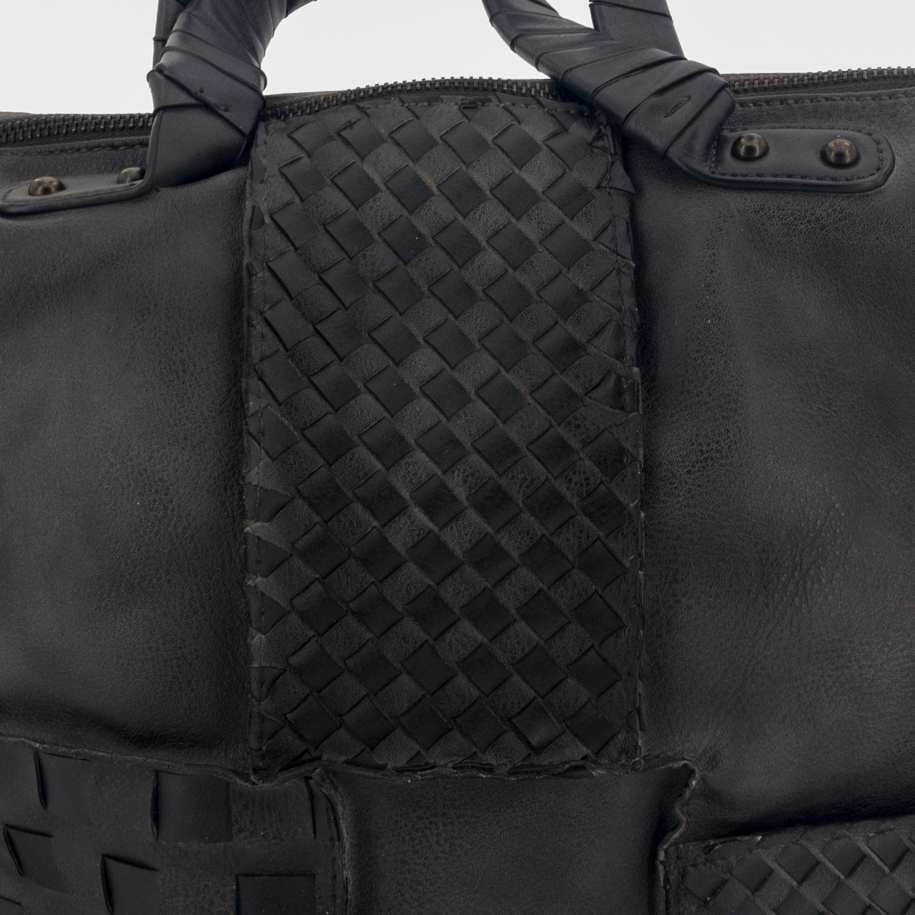 Vintage Bag Tasche Flechteinsatz Schwarz - AXON