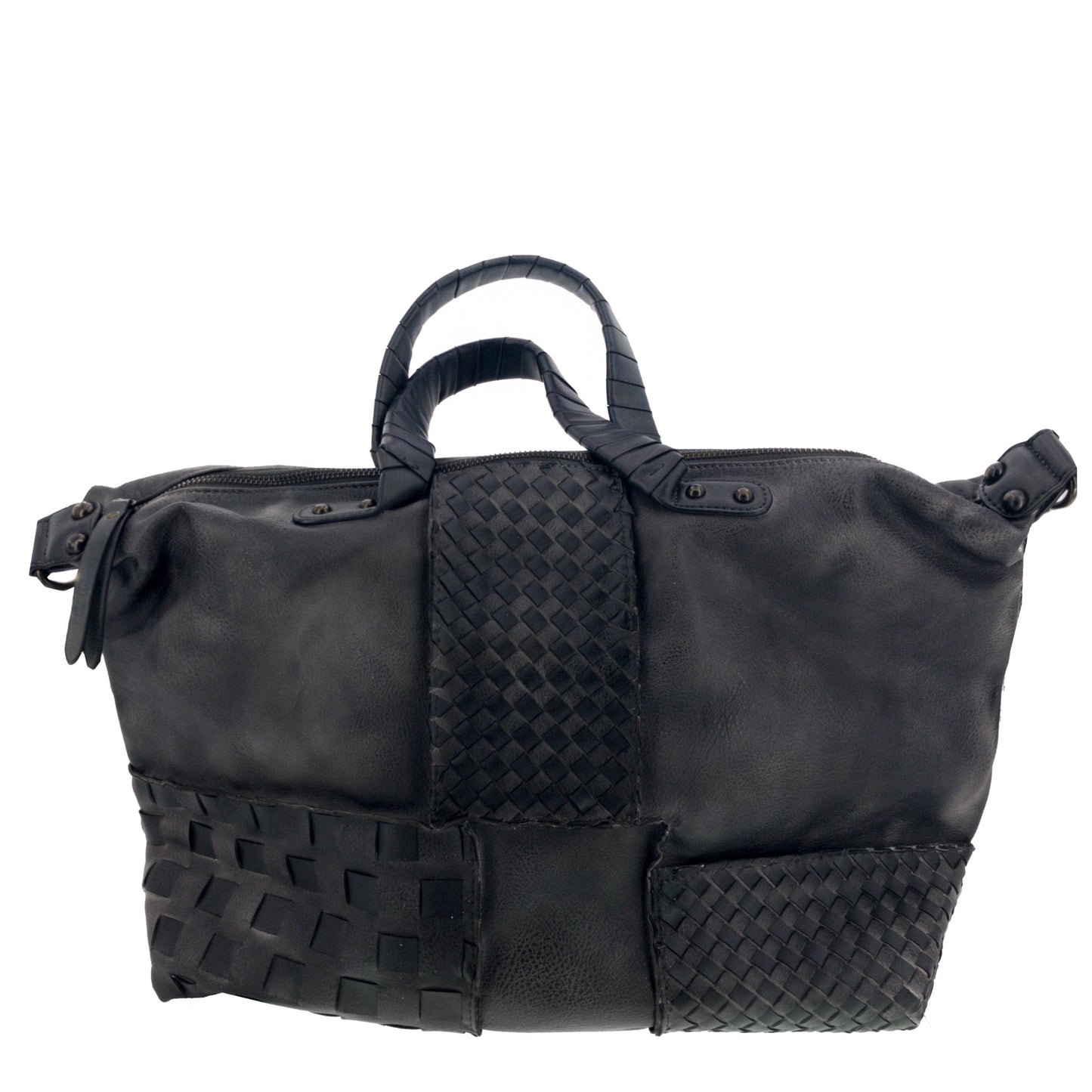 Vintage Bag Tasche Flechteinsatz Schwarz - AXON