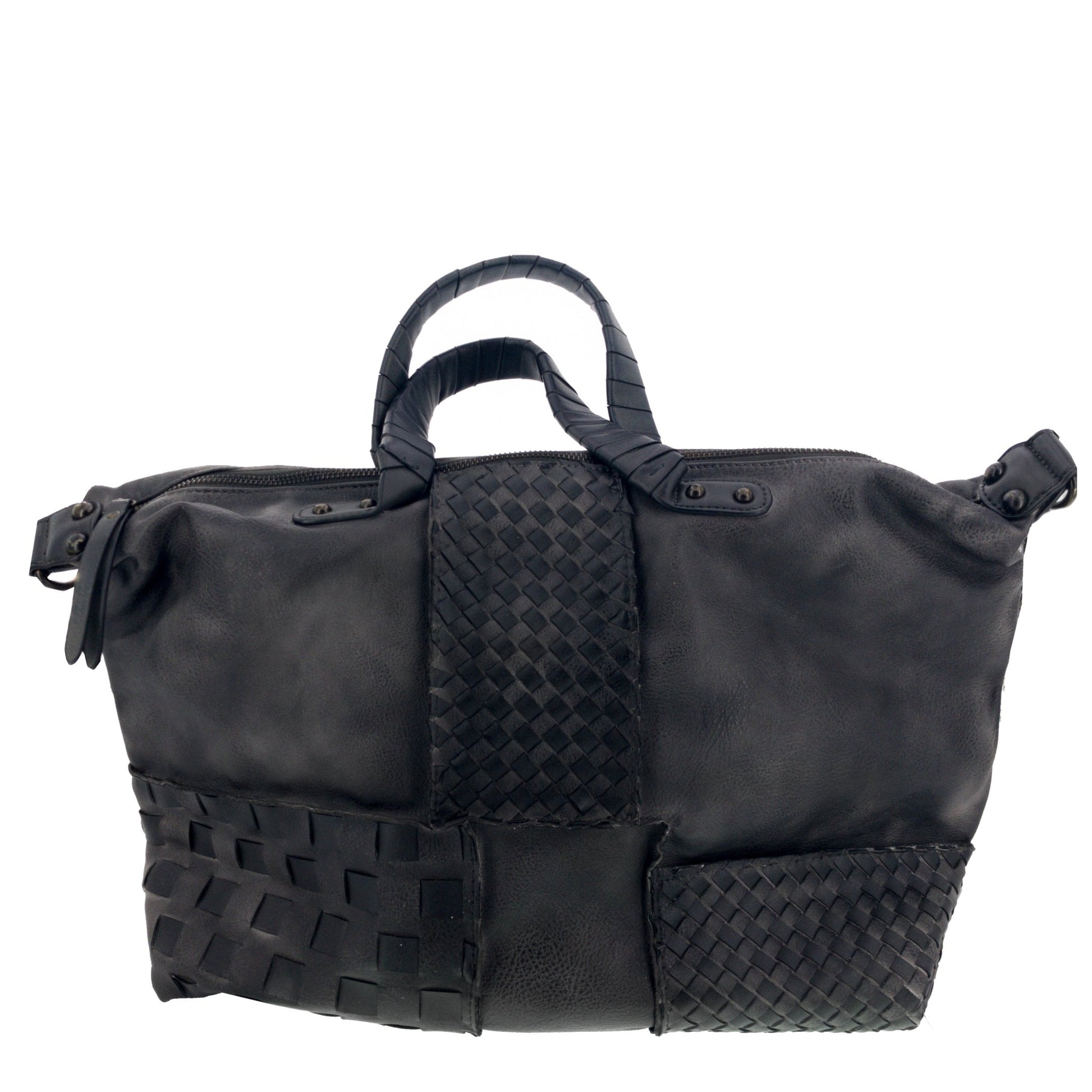 Vintage Bag Tasche Flechteinsatz Schwarz - AXON