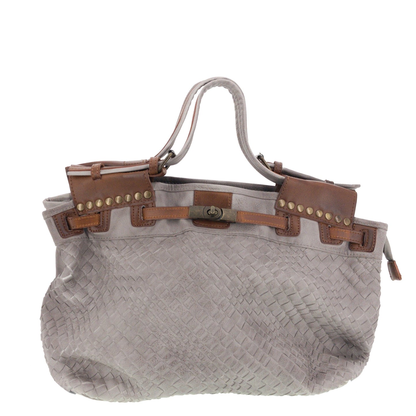 Vintage Doctor Bag Tasche Flechtoptik Grau - AXON