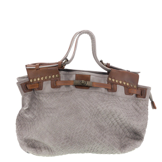 Vintage Doctor Bag Tasche Flechtoptik Grau - AXON