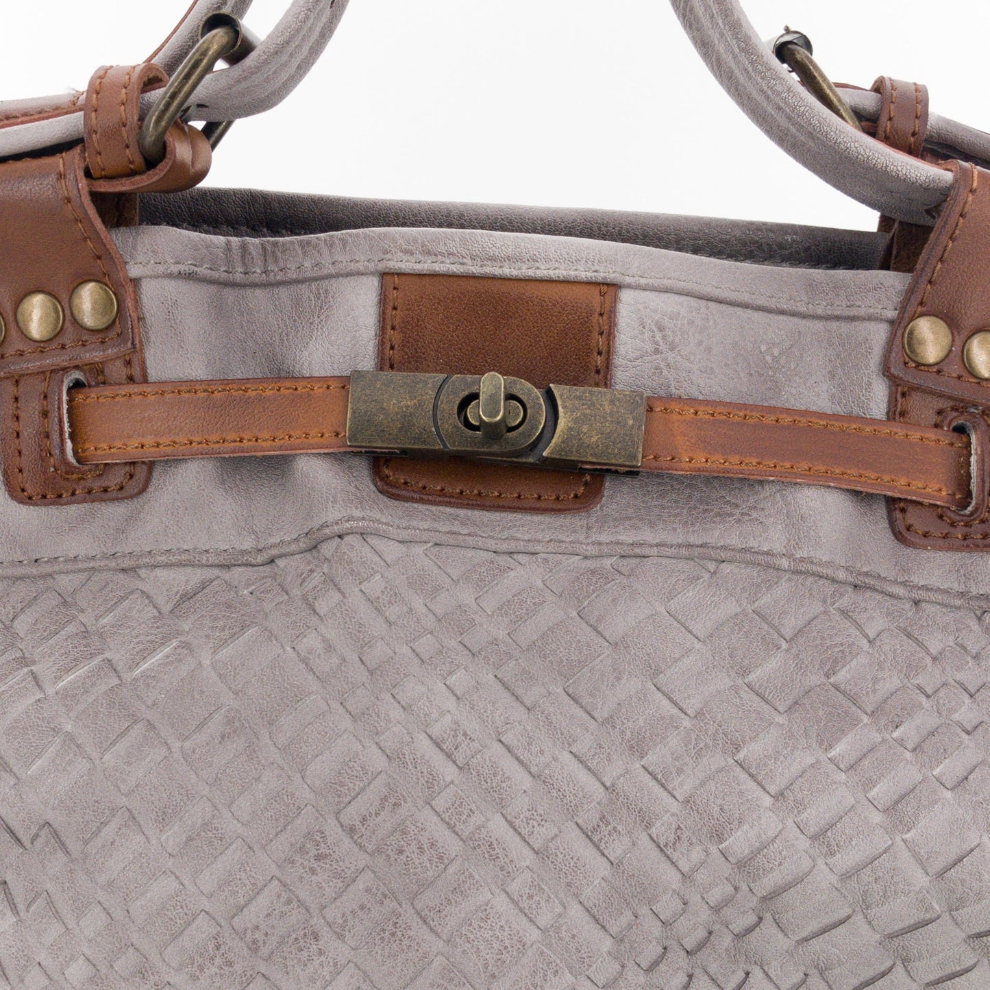 Vintage Doctor Bag Tasche Flechtoptik Grau - AXON