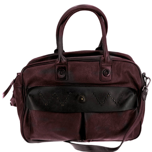 Vintage Handtasche Rot mit aufgesetzten Tachen - AXON