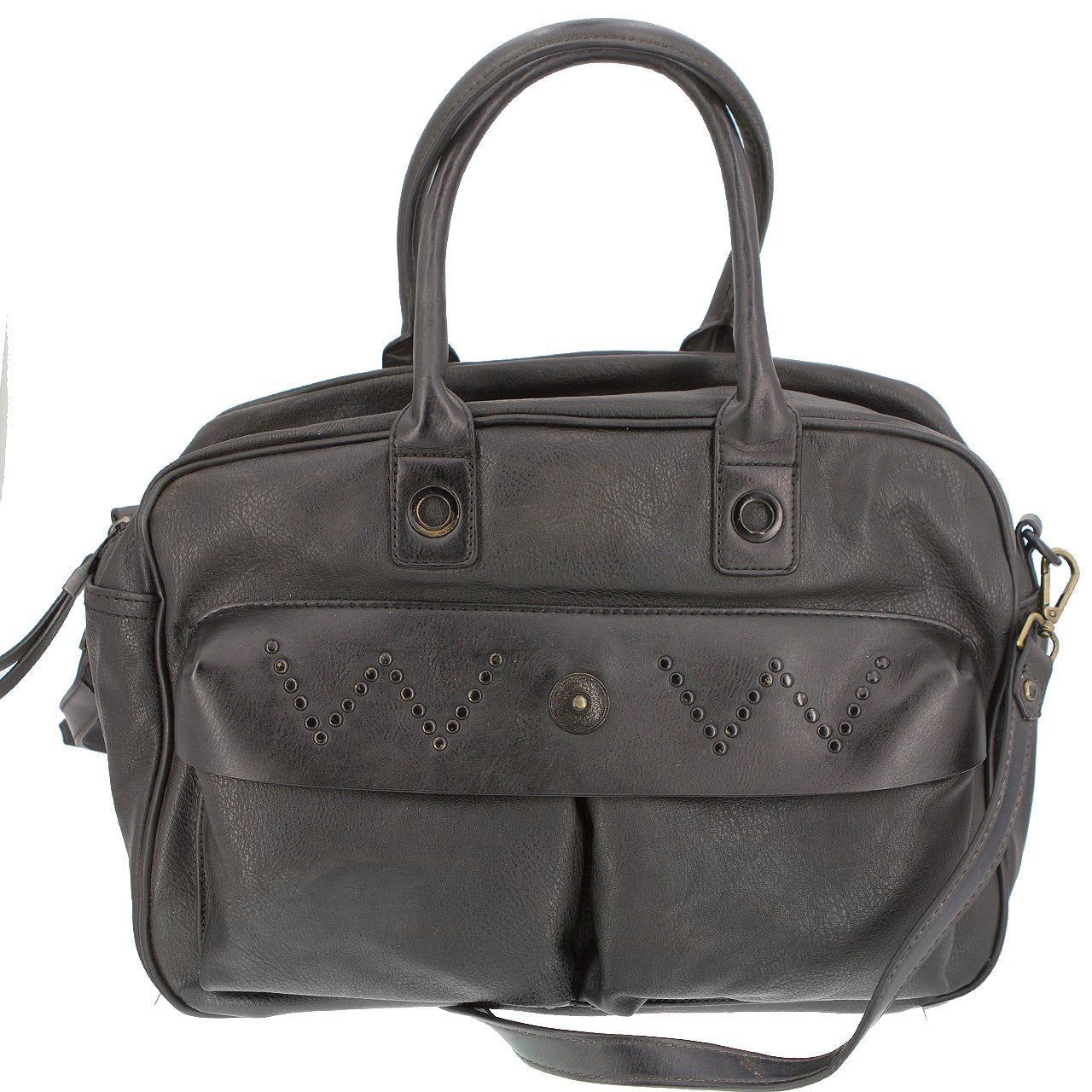 Vintage Handtasche Schwarz mit aufgesetzten Tachen - AXON